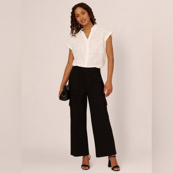 Adrianna Papell White Floral Button Down Shirt - Picture 4 of 7